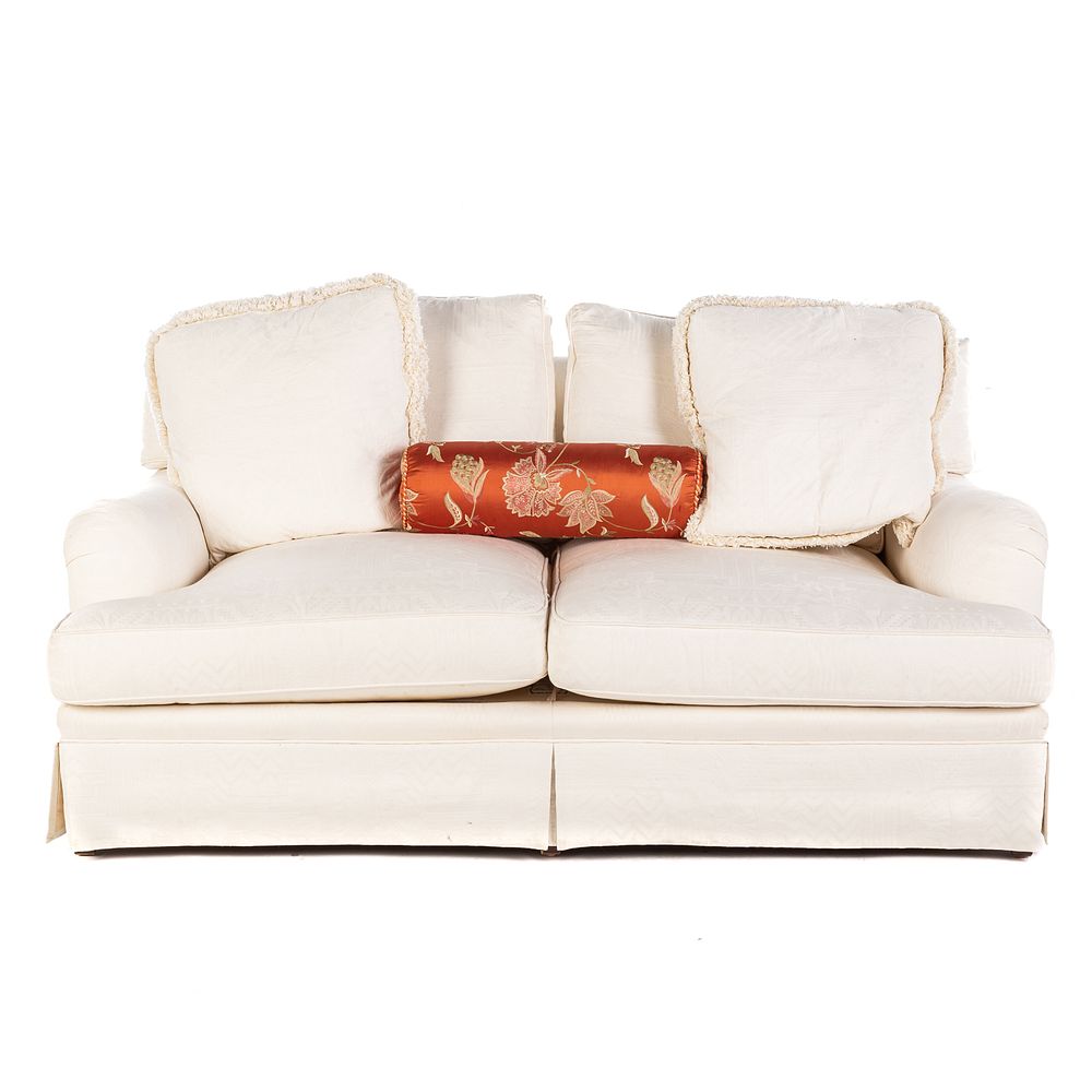 Appraisal: Baker Contemporary Upholstered Sofa Two-cushion contemporary sofa with eight-way hand