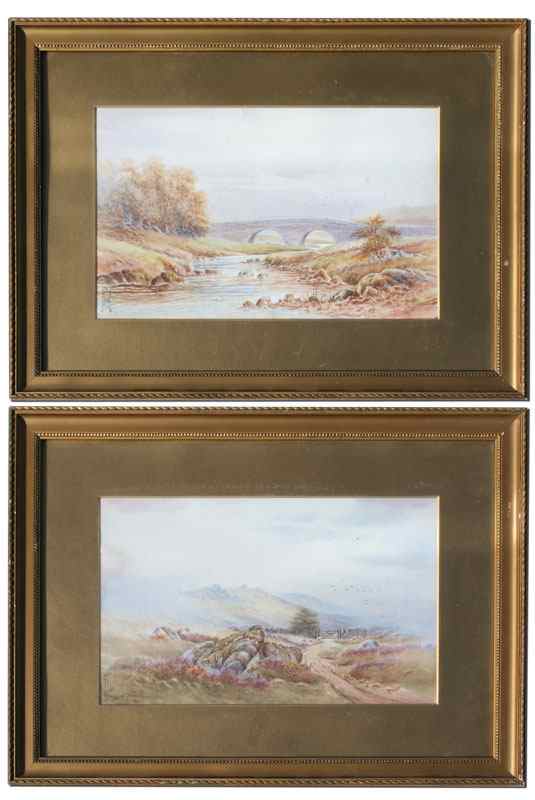 Appraisal: PAUL Paul British - Pair of Watercolor Landscapes Country Stream