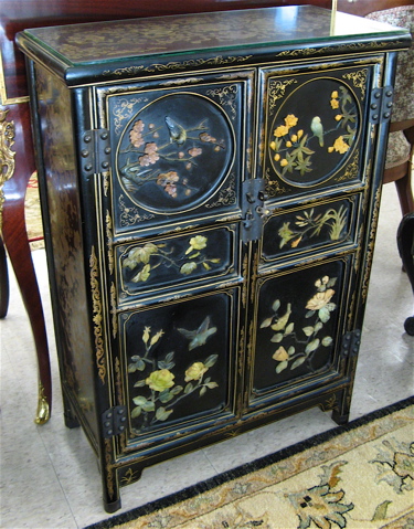 Appraisal: DOUBLE-DOOR SIDE CABINET Chinese th century having an overall black