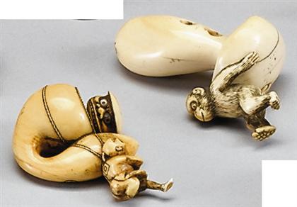 Appraisal: Two Fine Japanese elephant ivory studies signed tomotada koshun th