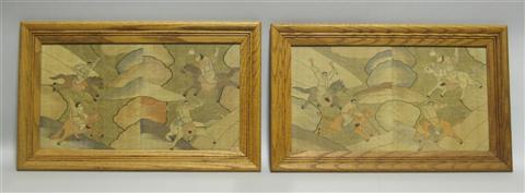 Appraisal: PAIR OF CHINESE KESI SILK FRAGMENTS th century each panel