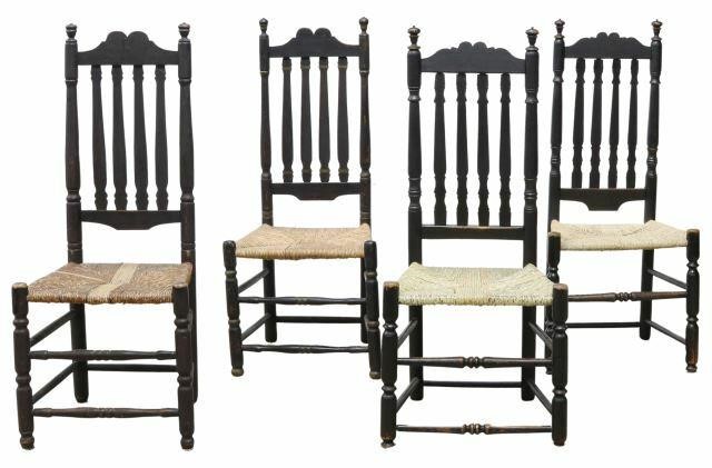 Appraisal: lot of American banister back side chairs New England th