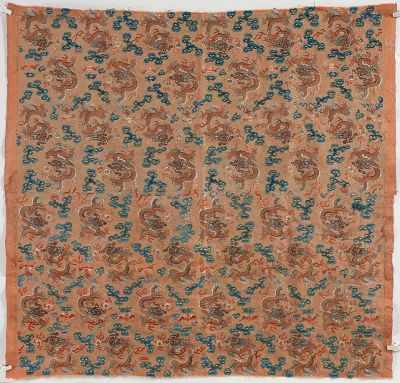 Appraisal: An Antique Chinese Textile Fragment Silk panel with gold thread