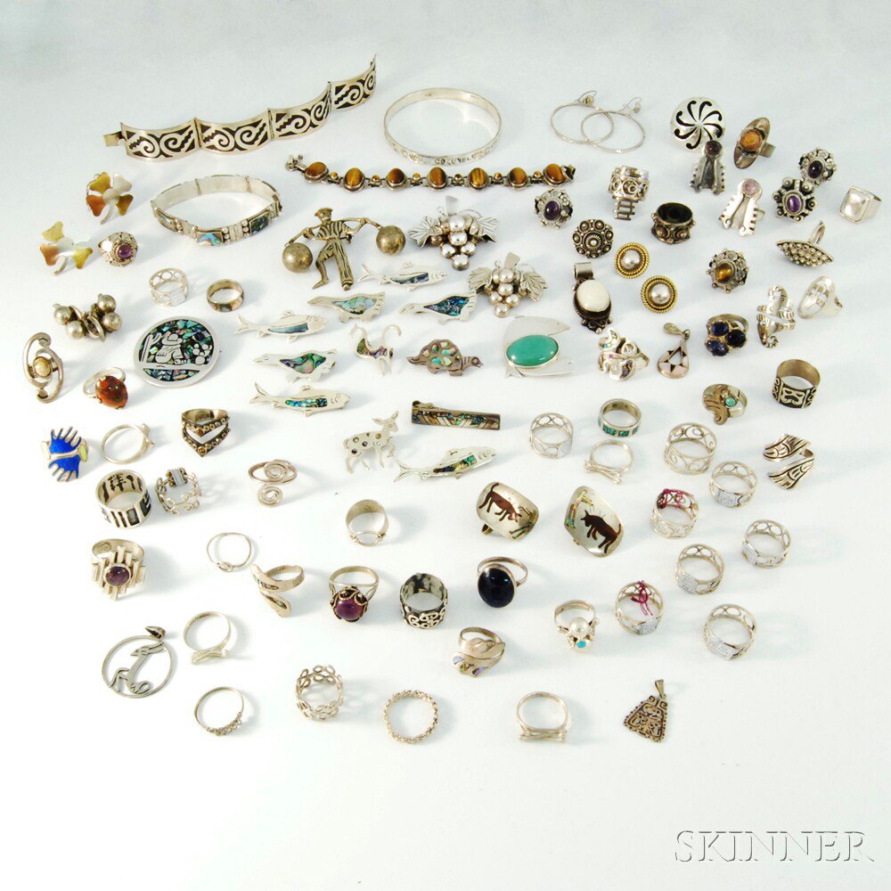 Appraisal: Group of Mexican Sterling Silver Jewelry including an assortment of