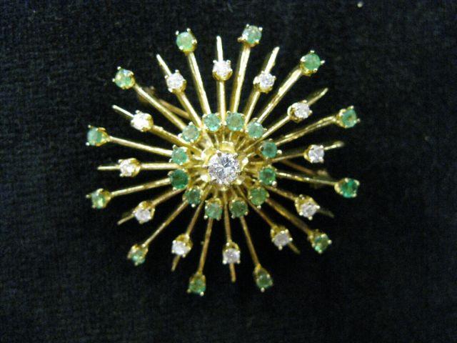 Appraisal: Emerald Diamond Brooch carats of diamonds and emeralds totaling carats