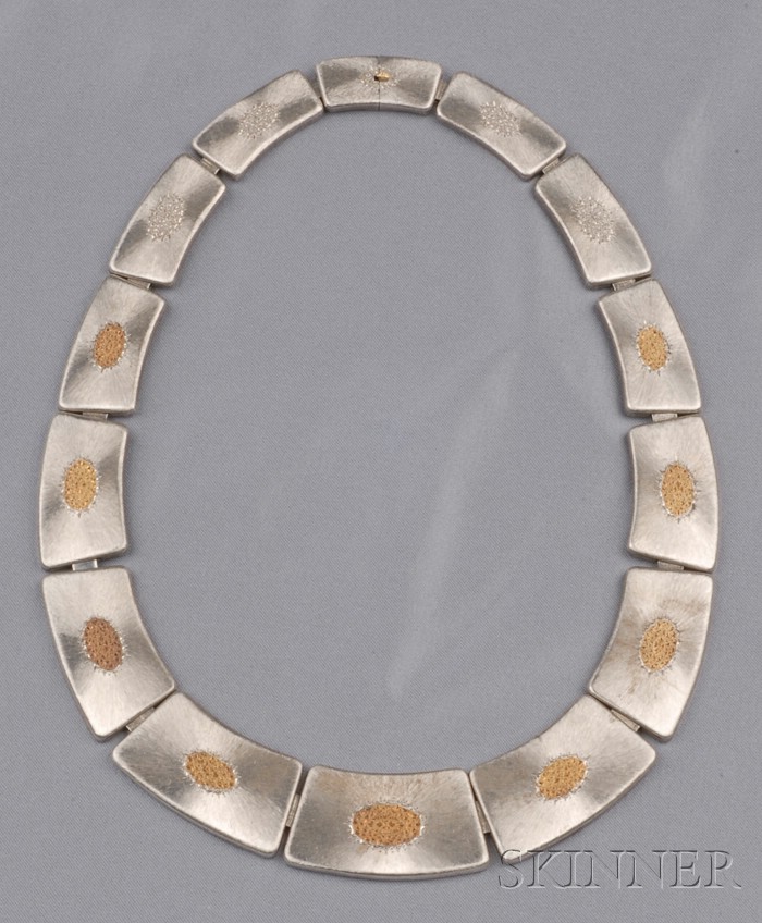 Appraisal: Sterling Silver and kt Gold Necklace Buccellati the bright engraved