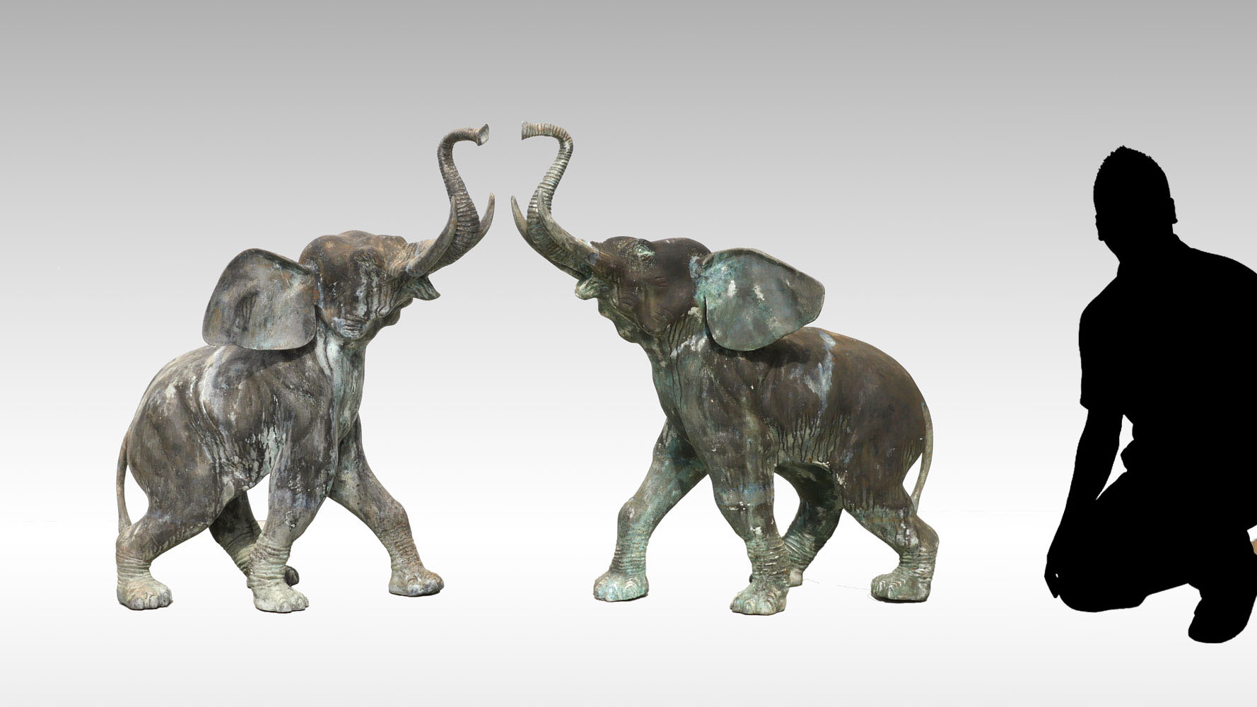 Appraisal: PR OF LARGE BRONZE ELEPHANTS Opposing elephant sculptures Approx ''