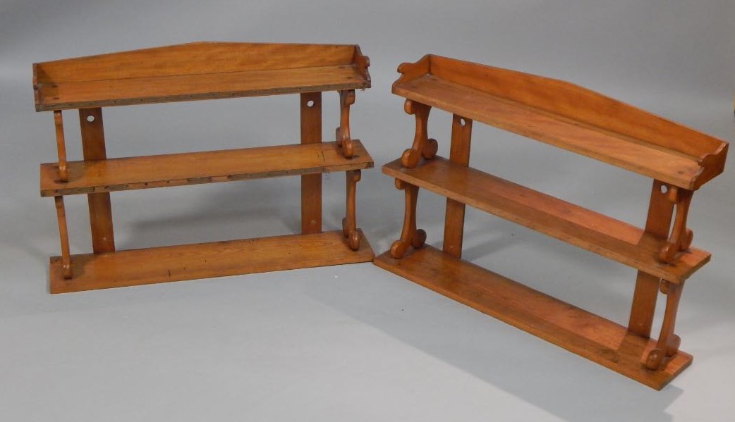 Appraisal: A pair of Victorian ash wall shelves each with three