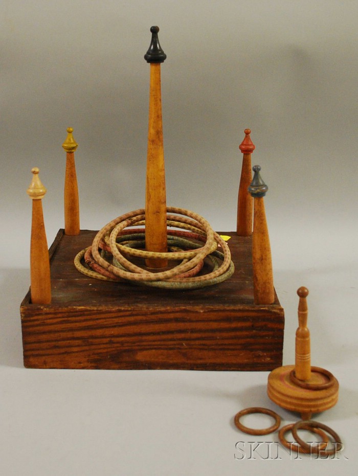 Appraisal: Pitch-A-Ring Boxed Ring Toss Game and a Small Turned Wooden