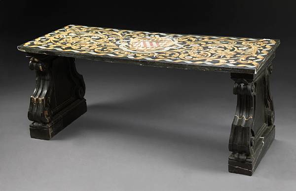 Appraisal: An Italian Baroque style marble and composition table The rectangular