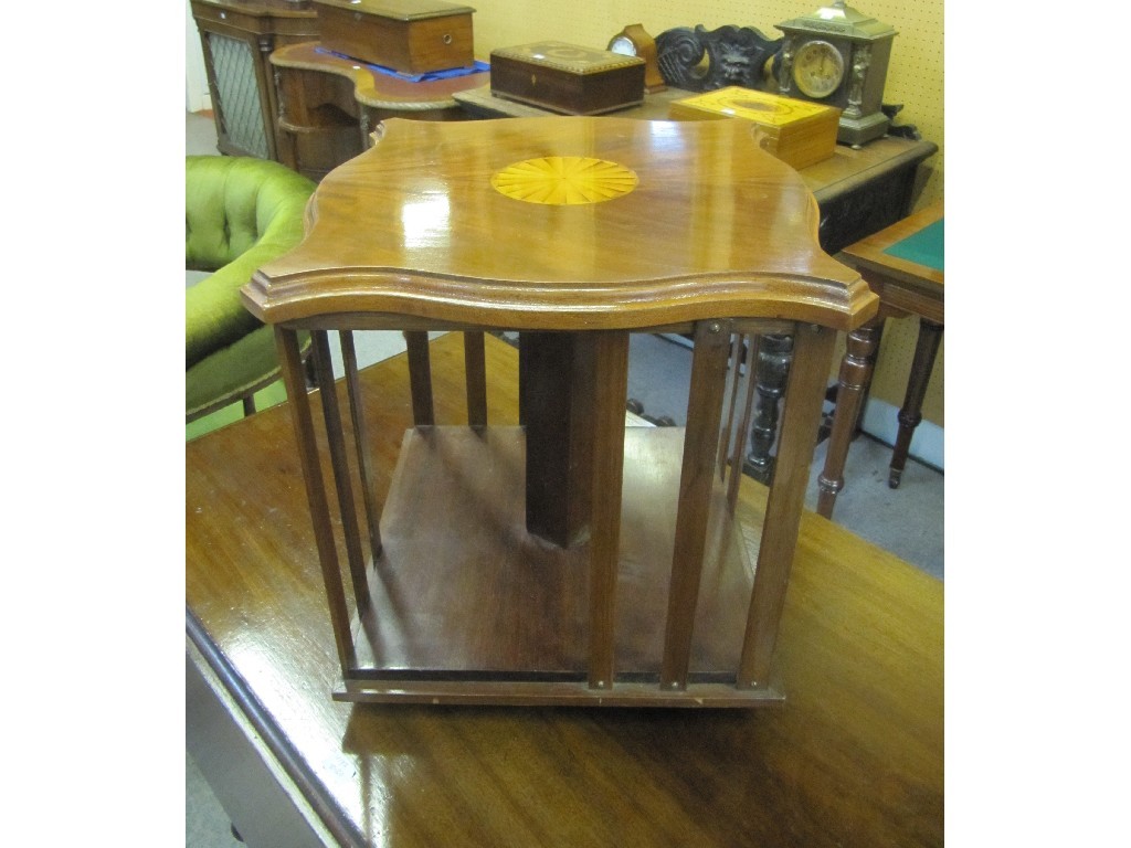 Appraisal: Small Edwardian mahogany inlaid revolving bookcase