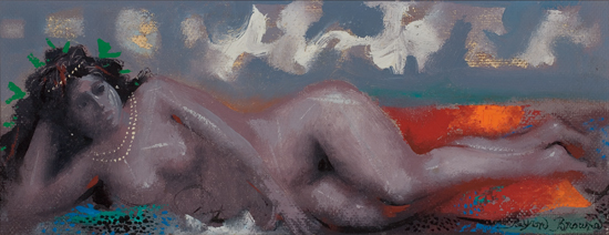 Appraisal: BYRON BROWNE Bather Oil on board x mm x inches