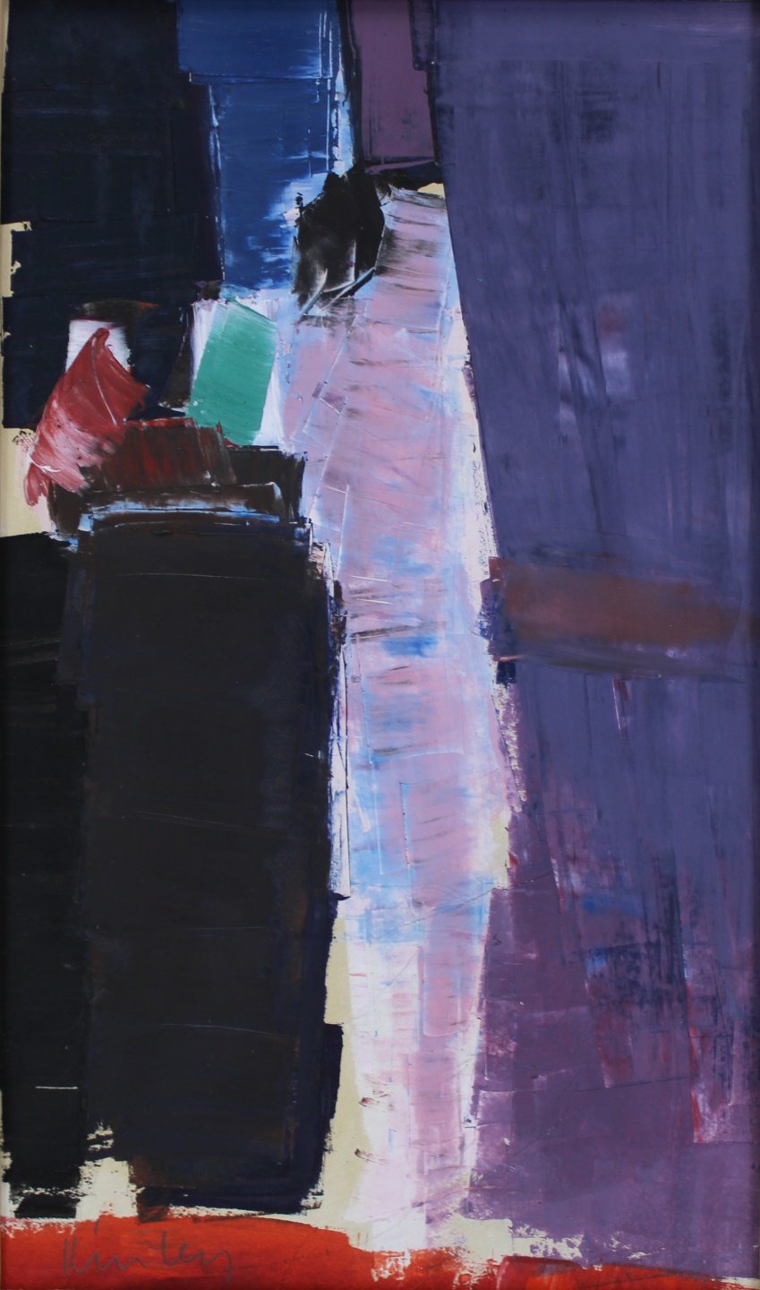 Appraisal: PETER KINLEY BRITISH - Abstract Composition Standing Figure Oil on