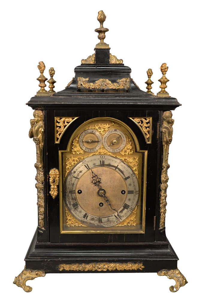 Appraisal: English Bracket Chime Clock having silvered brass dial two sub