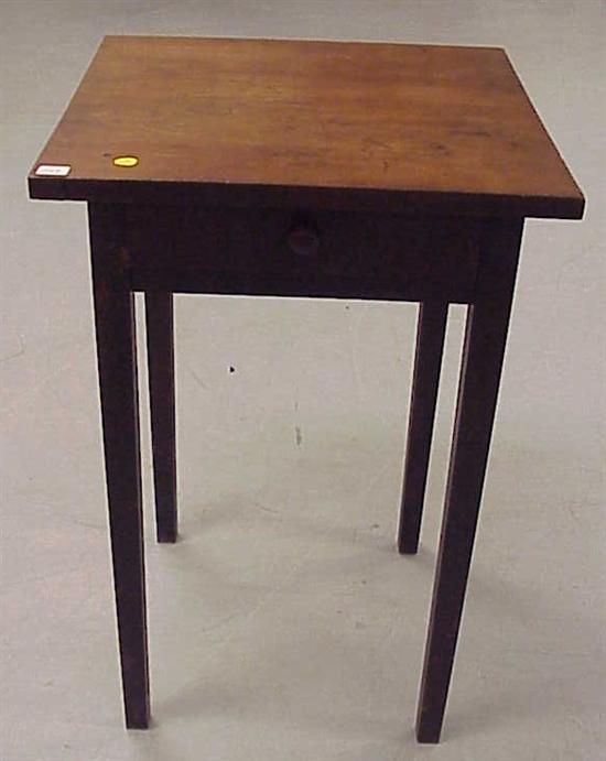 Appraisal: Single drawer stand cherry top painted base tapered legs h