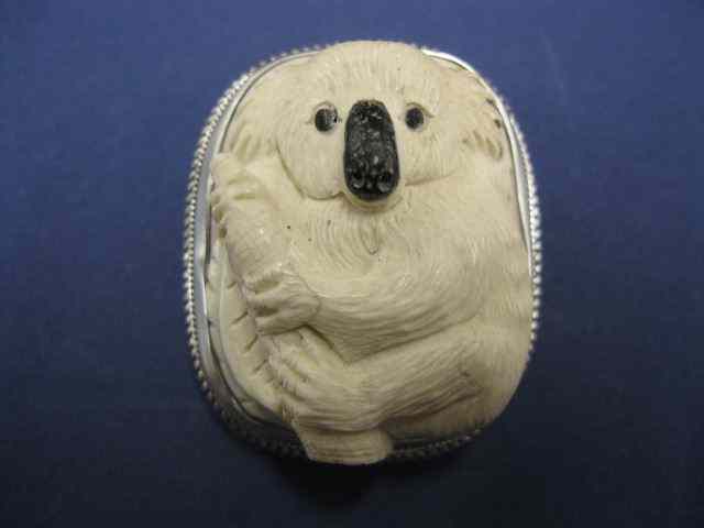 Appraisal: Carved Ivory Koala Bear Pin or Pendant finely detailed in