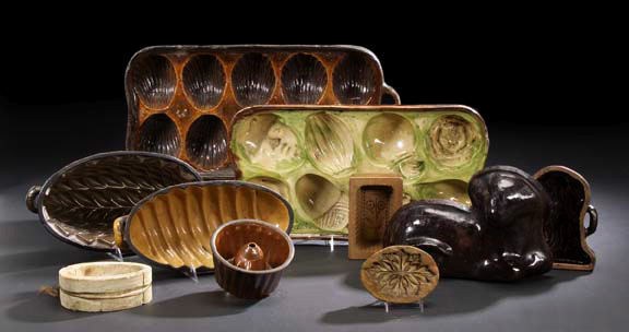 Appraisal: French Provincial Glazed Pottery Oblong Eight-Compartment Dessert Mold first quarter