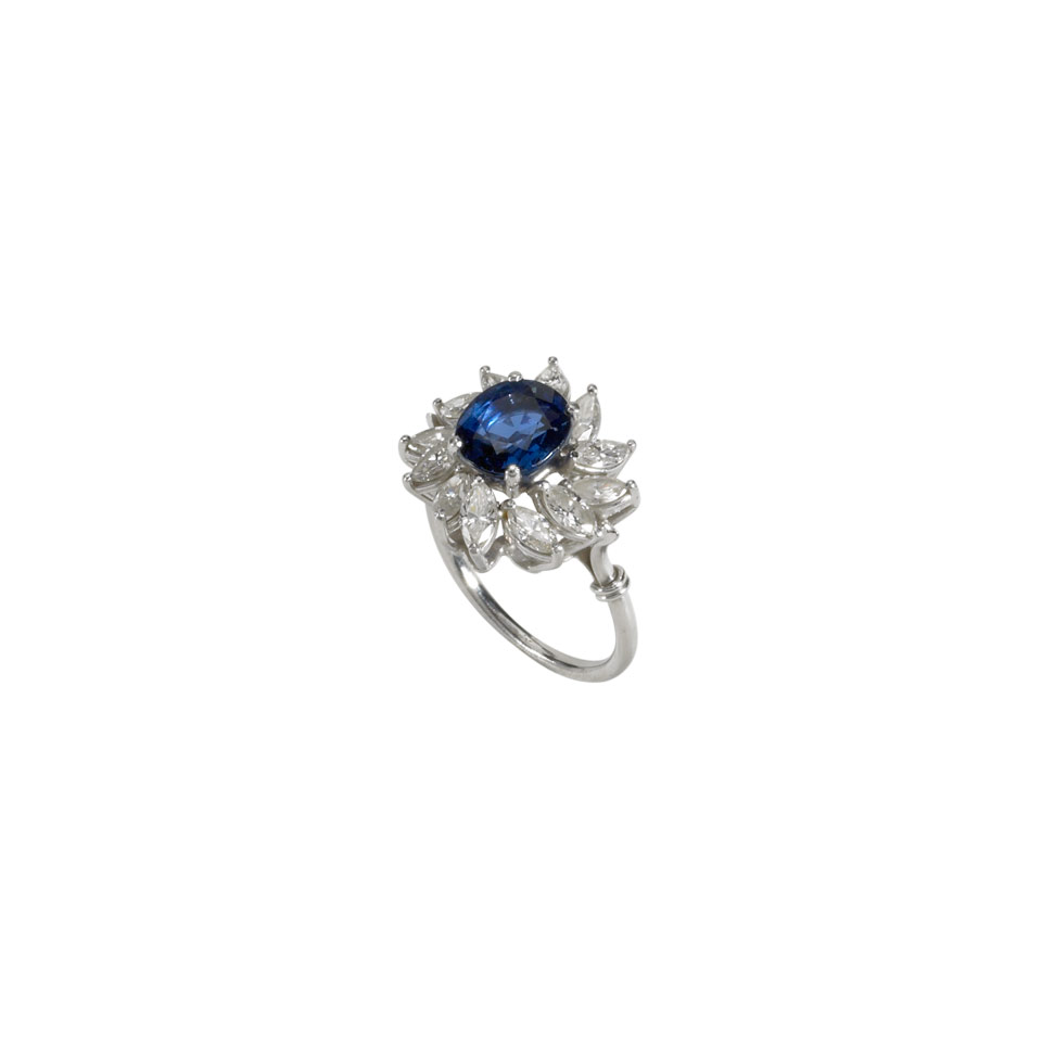 Appraisal: Platinum Ring set with an oval cut sapphire approx ct