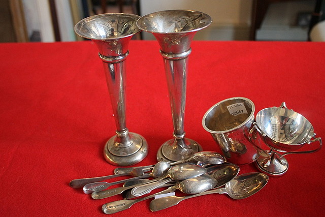 Appraisal: A SMALL COLLECTION OF MISCELLANEOUS SILVER WARES including a pair