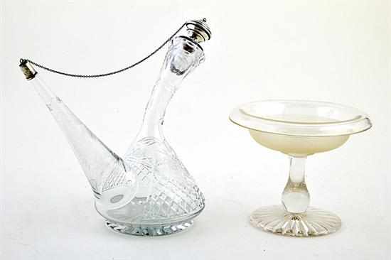 Appraisal: Continental silver-mounted cut-crystal decanter and American compote unusual form with