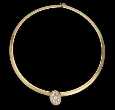 Appraisal: A Ladies' Gold Omega Necklace with Diamond Slider k yellow