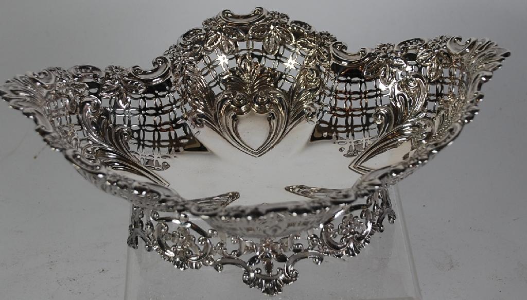 Appraisal: LATE VICTORIAN EMBOSSED AND PIERCED SILVER BOWL by James Dixon