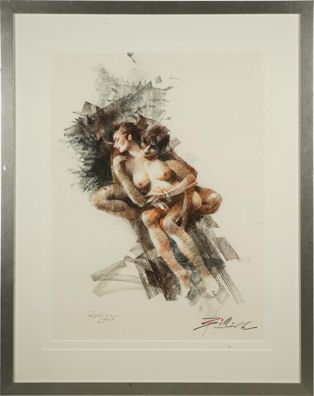 Appraisal: CHARLES BILLICH - RAVENNA LOVERS pastel on paper signed and