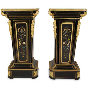 Appraisal: A Pair of Louis XVI Style Gilt-Bronze Mounted and Hardstone