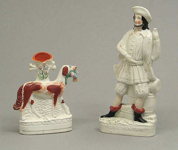 Appraisal: A Staffordshire portrait figure of Will Watch and spill vase