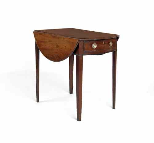 Appraisal: English Hepplewhite mahogany Pembroke table ca h w d