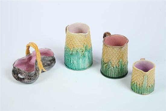 Appraisal: FOUR PIECES OF MAJOLICA English nd half- th century Three