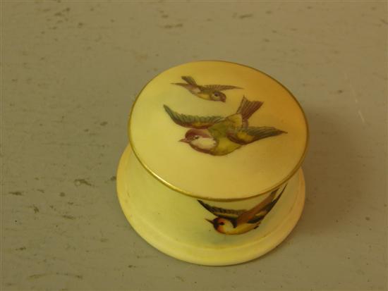 Appraisal: Royal Worcester round box and cover decorated with swallows date