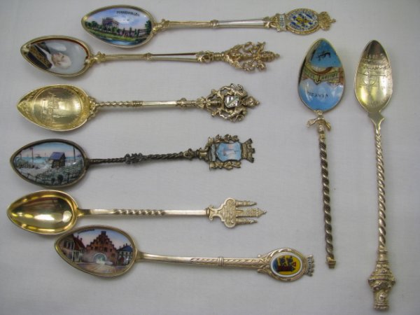 Appraisal: Eight silver and silver plate European souvenir spoons some with