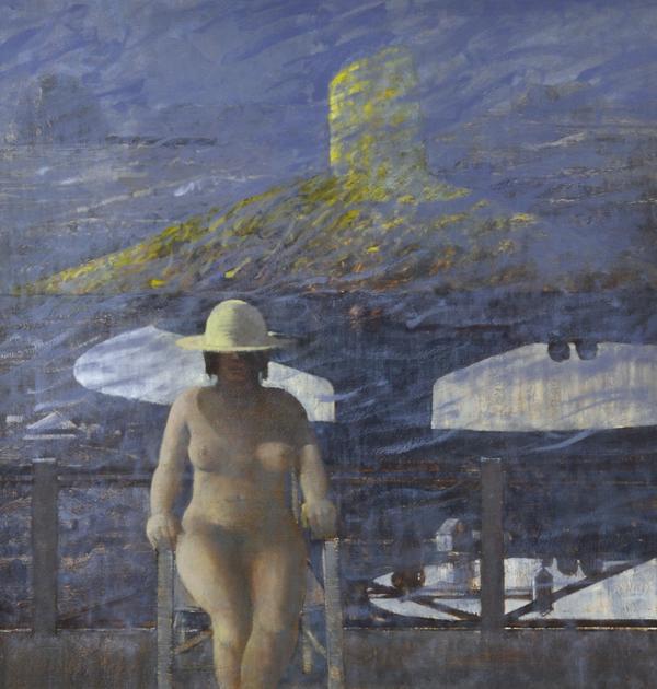 Appraisal: LAWRENCE DAWS BORN Seated Nude oil on canvas LAWRENCE DAWS