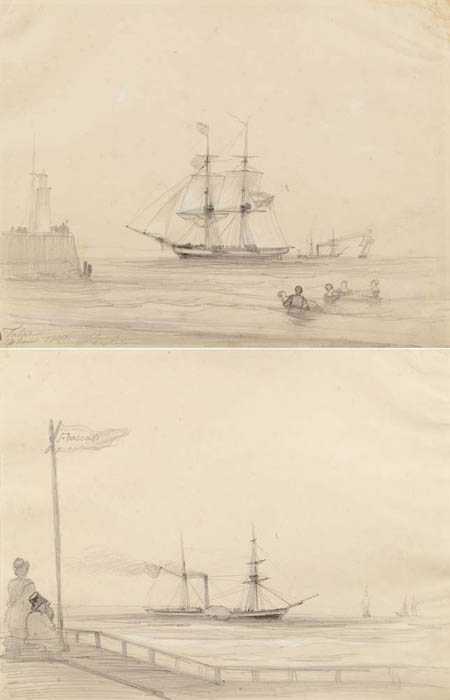 Appraisal: AJVASOVSKI IVAN-KONSTANTINOVISCH Feodosija Pair of works Frascati Le Havre Pencil