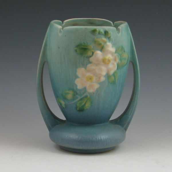 Appraisal: Roseville White Rose vase in blue Marked Roseville USA -