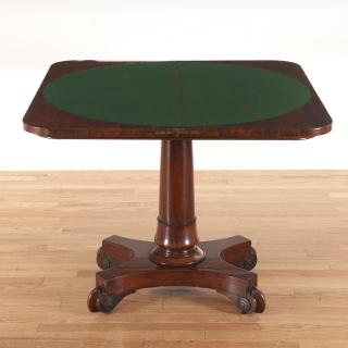 Appraisal: American Empire style mahogany card table American Empire style mahogany