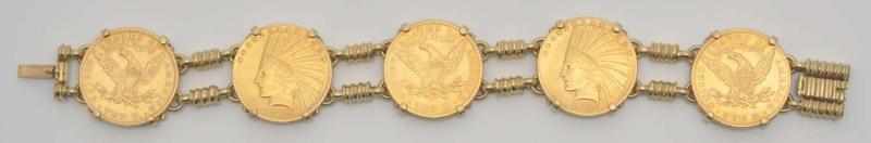 Appraisal: Bracelet with Gold Coins Description Two Liberty -S Liberty and