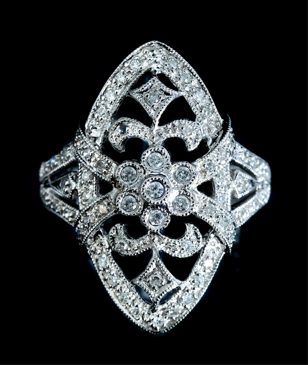 Appraisal: ART DECO STYLE K WG DIAMOND RING SIZE Art Deco