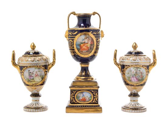 Appraisal: Sale Lot Three Royal Vienna Porcelain Twin-Handled Urns th th