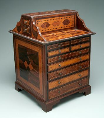 Appraisal: Double sided specimen cabinet finely inlaid rosewood walnut and other