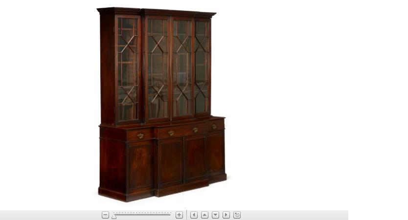 Appraisal: George III style mahogany breakfront bookcase th century