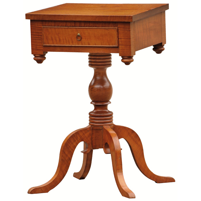 Appraisal: Regency style pedestal side table three-legged form with a single