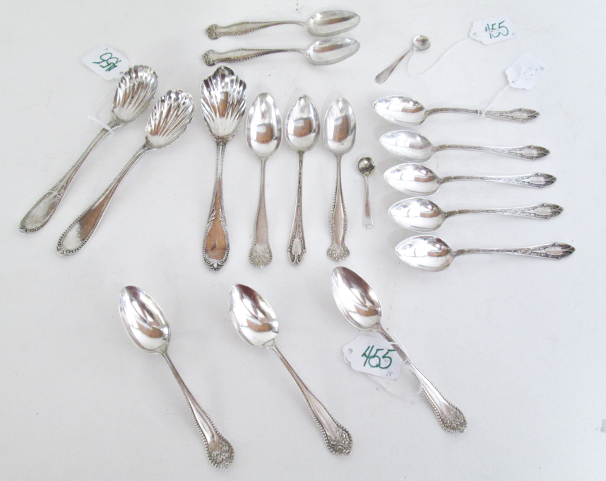 Appraisal: EIGHTEEN ASSORTED STERLING AND COIN SILVER SPOONS teaspoons bonbon spoons