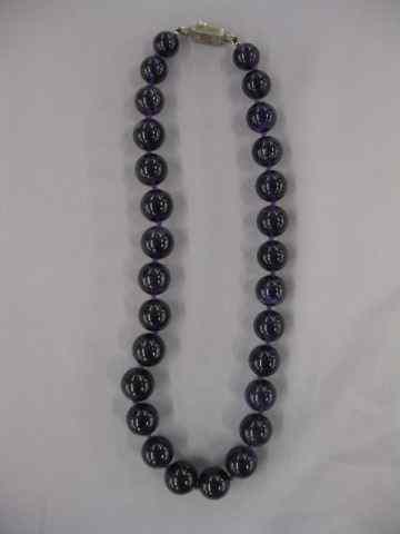 Appraisal: Amethyst Necklace deep rich colorbeads graduated '' long sterling clasp