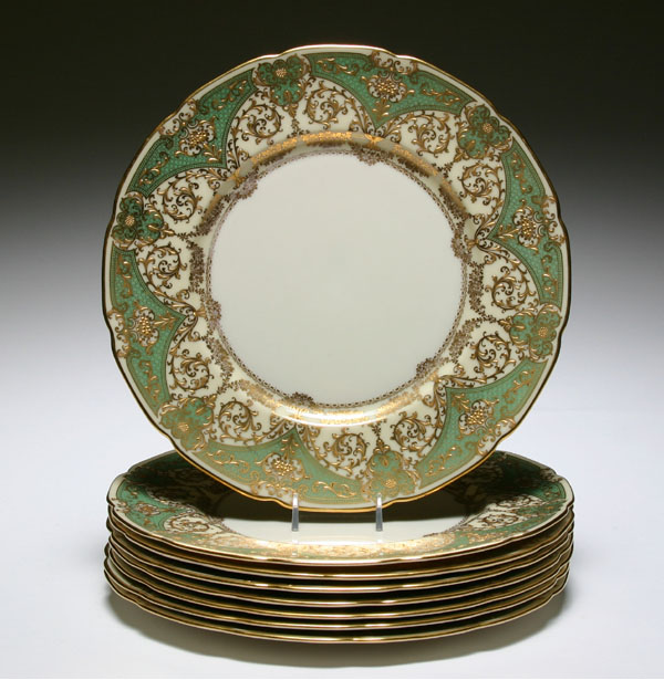 Appraisal: Lenox hand painted and gilt floral dinner plates Marshall Field