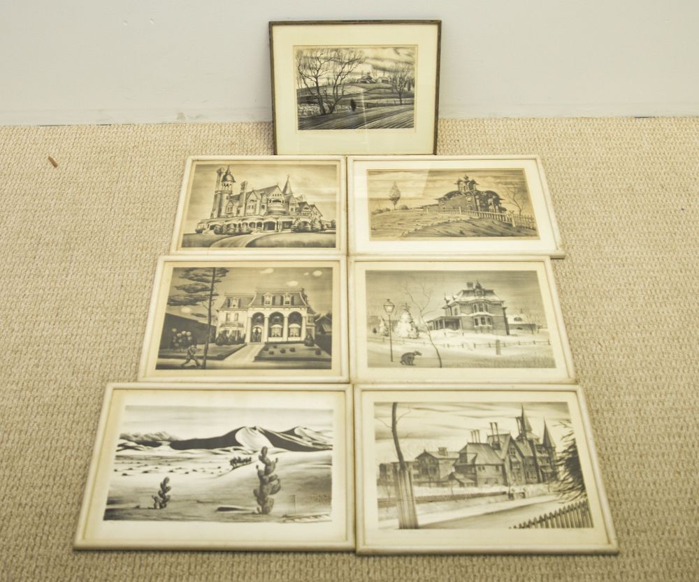 Appraisal: Six Sanford Ross Lithographs Six Sanford Ross Vermont New Jersey