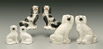 Appraisal: Three pairs Staffordshire Spaniels one - in one - in