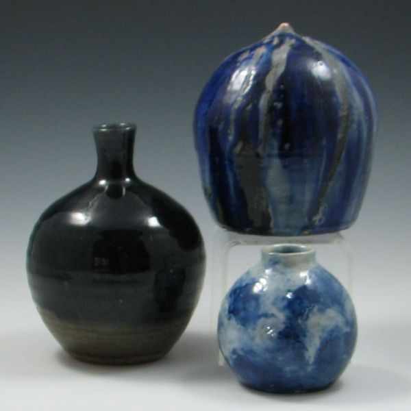 Appraisal: Three Studio Pottery Vases left is marked pictured with turtle