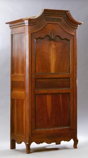 Appraisal: French Empire Carved Walnut Armoire c the canted corner arched